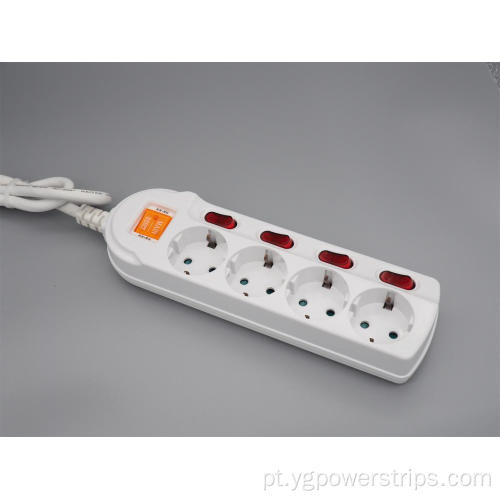 YSS 4/5/6-Outlet Alemã Power Strip com interruptores individuais